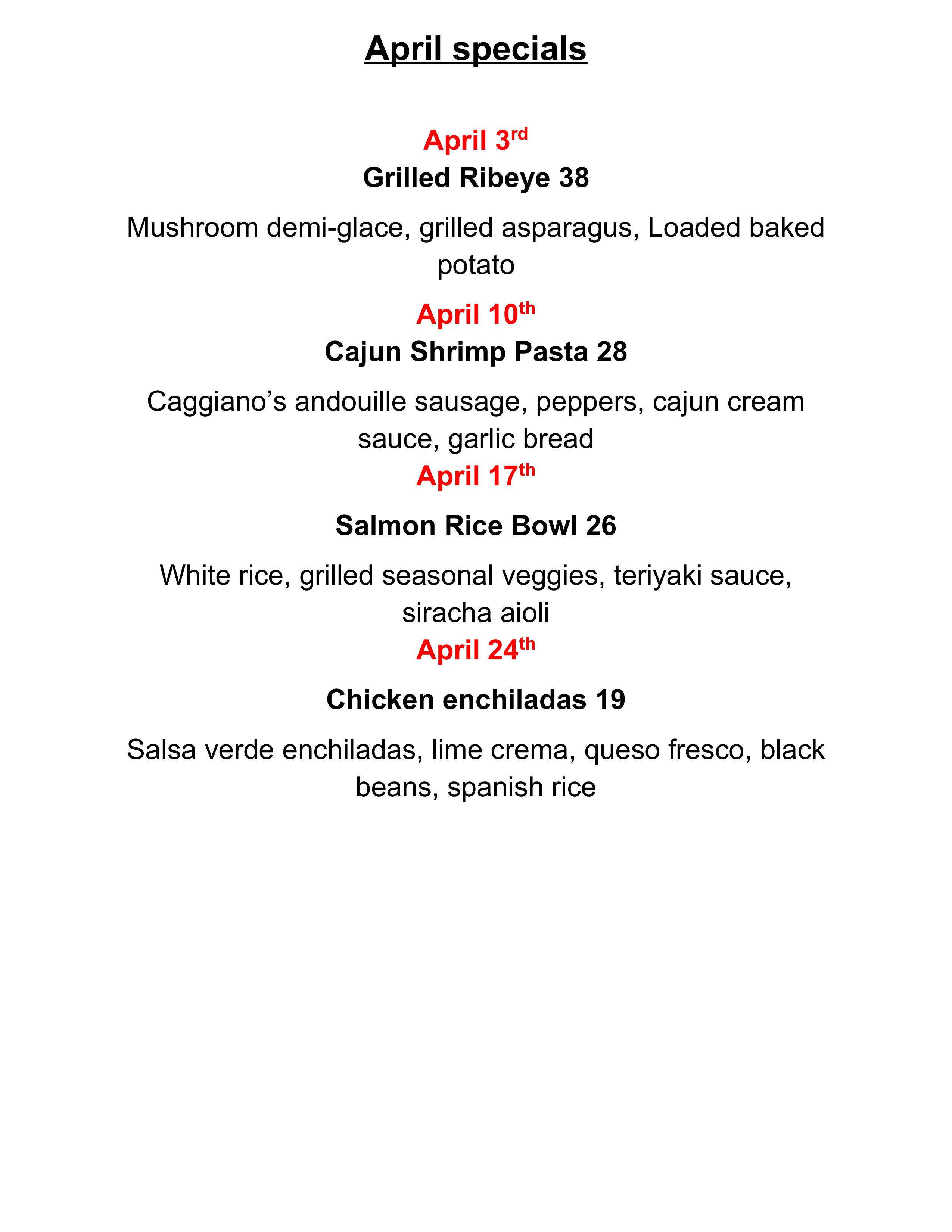 April specials
