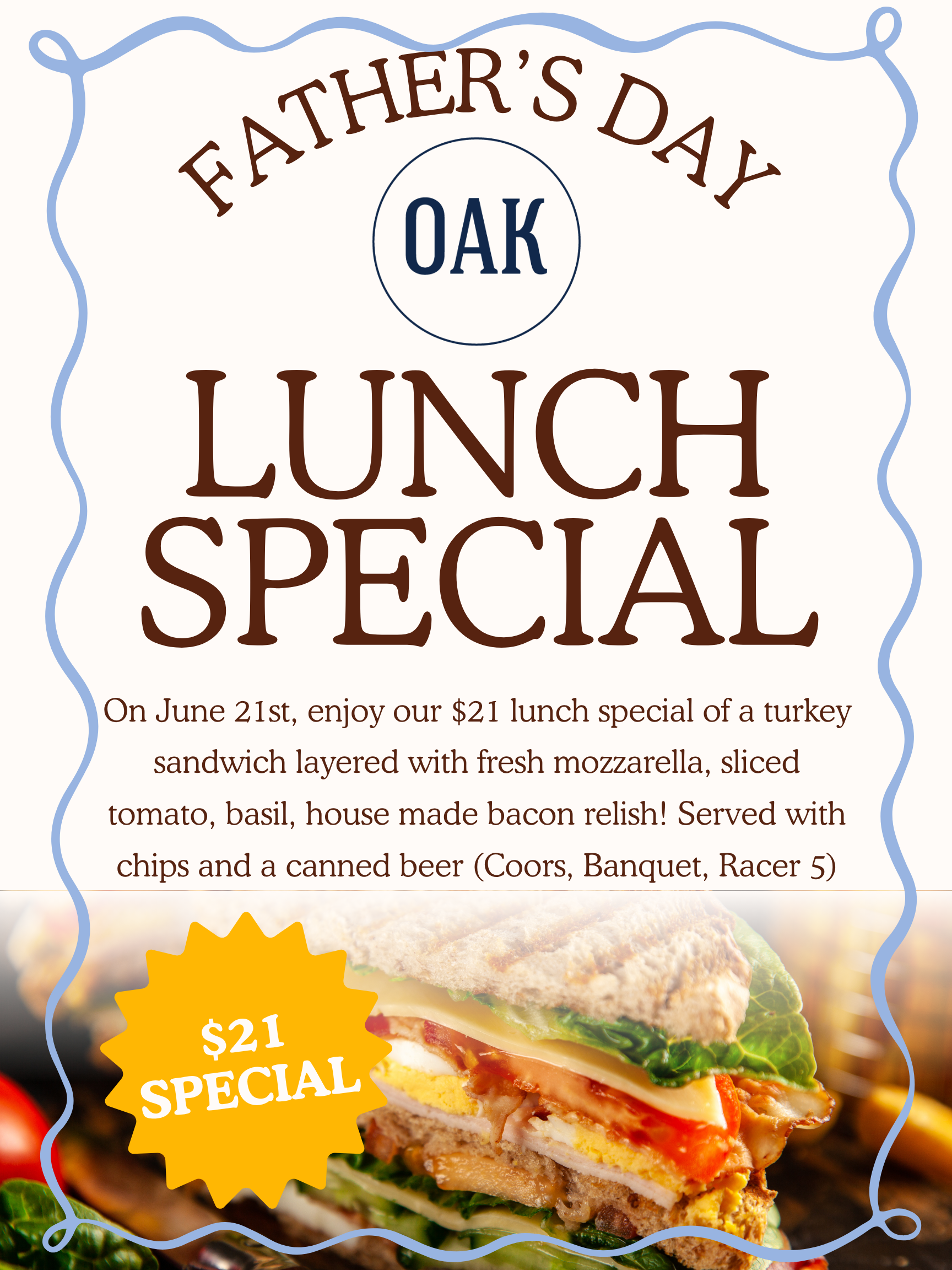 Fathers Day Lunch Special Oak VOM Flyer