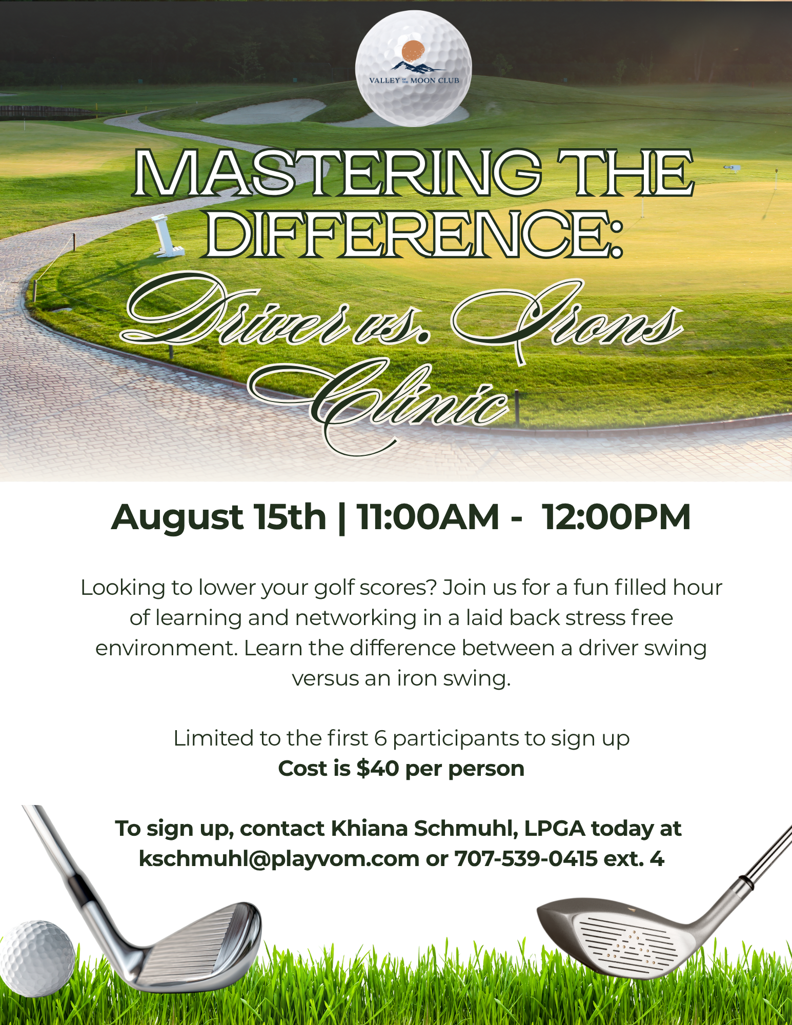 Mastering the Difference Drivers vs Irons Clinic VOM Flyer