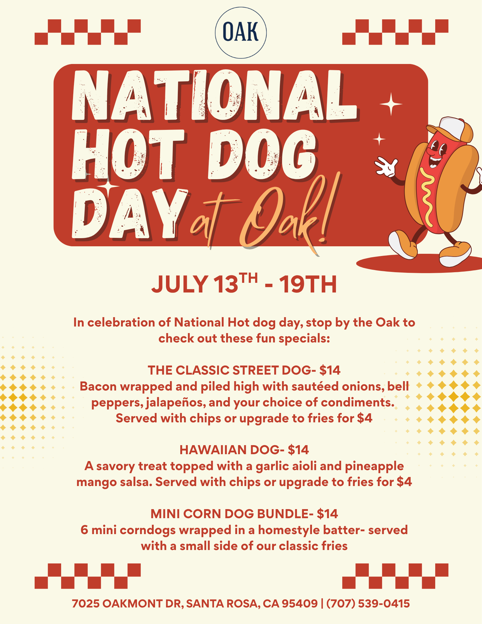 National Hot Dog Day Oak VOM Flyer 